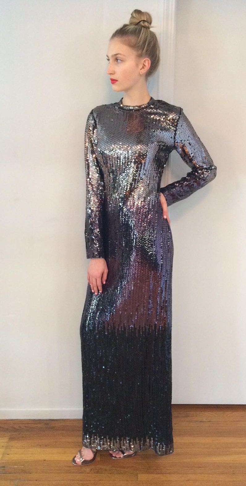 Vintage 1970s  Ruben Panis Ombre Sequined Gown