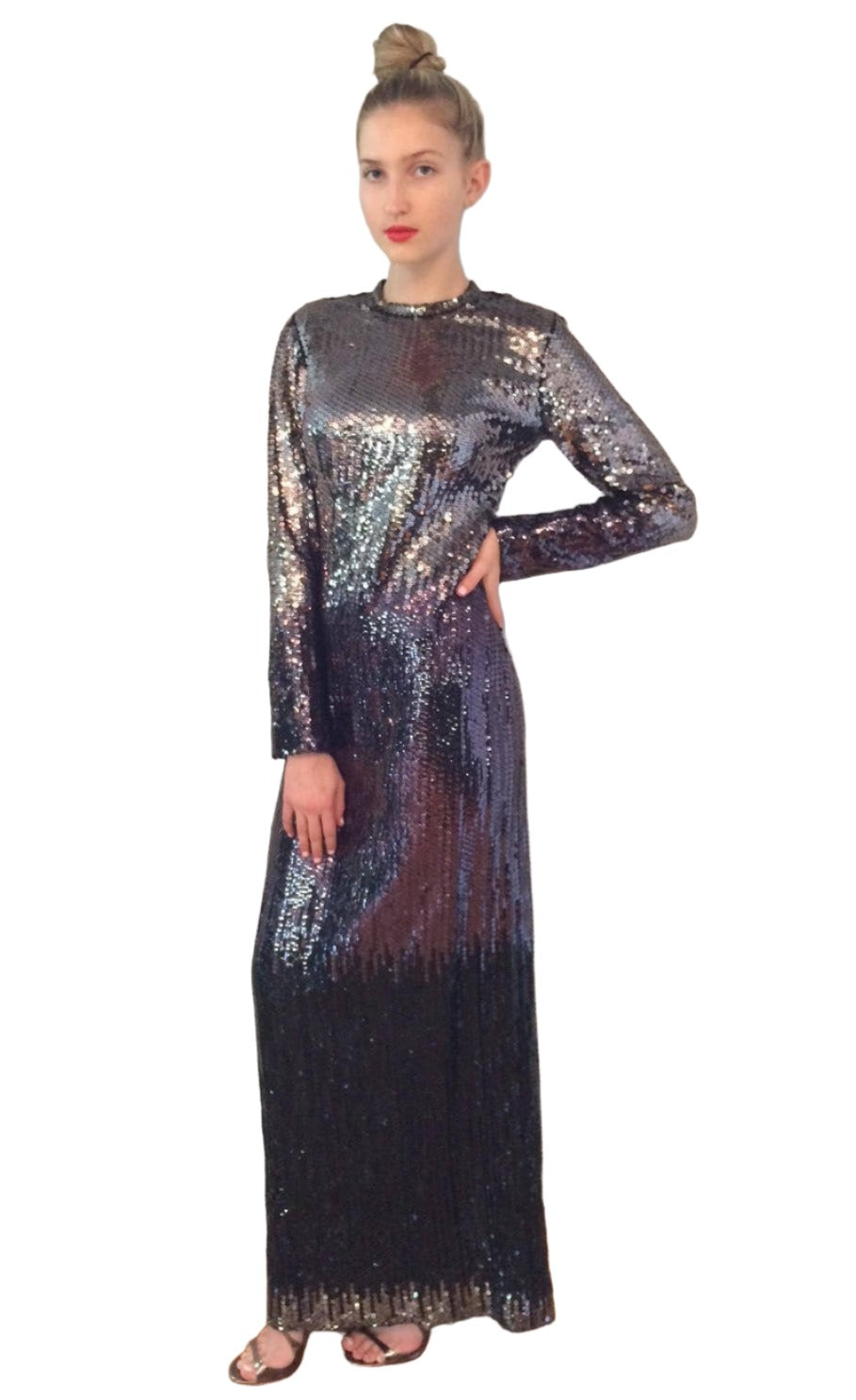 Vintage 1970s  Ruben Panis Ombre Sequined Gown