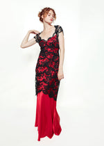 Load image into Gallery viewer, Moschino Red Slip Dress with Lace Overlay
