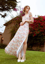 Load image into Gallery viewer, Jane Booke Floral Chiffon Dress With Slit
