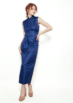 Load image into Gallery viewer, Cheongsam Midnight Blue Dress
