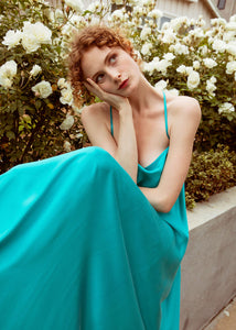 Electric Blue Cross Back Silk Slip Dress