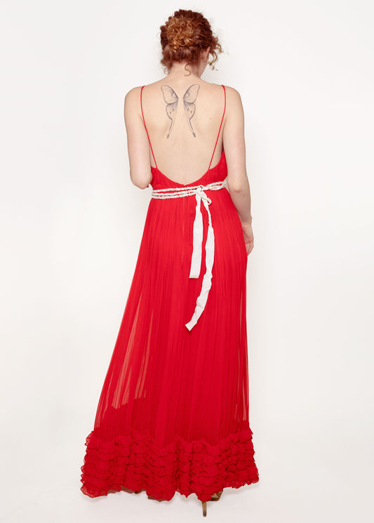 Bill Blass Pleated Red Gown - The Kit Vintage