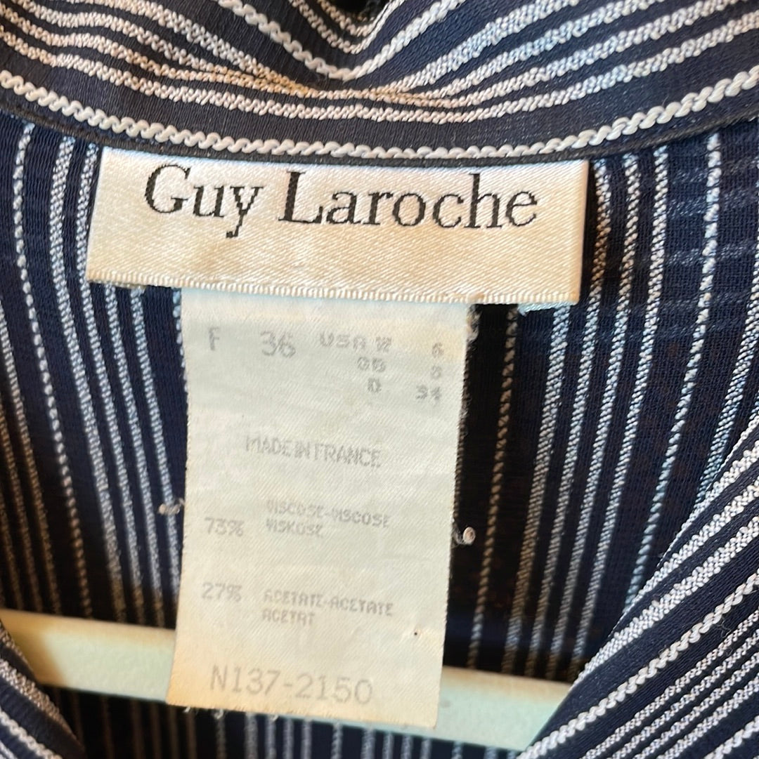 Guy Laroche Navy + White Striped Shirt