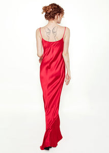 Moschino Red Slip Dress with Lace Overlay
