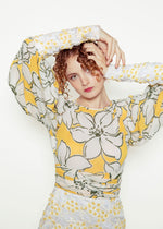 Load image into Gallery viewer, Galanos Yellow/White sequin Floral Cocktail Dress
