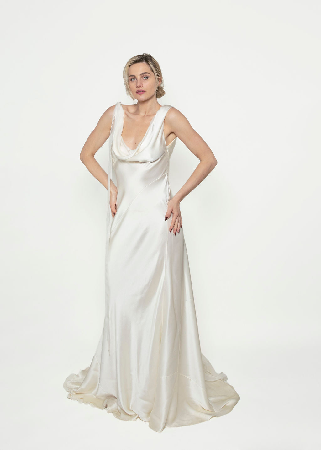 Alberta Ferretti White Silk Bias Cut Gown