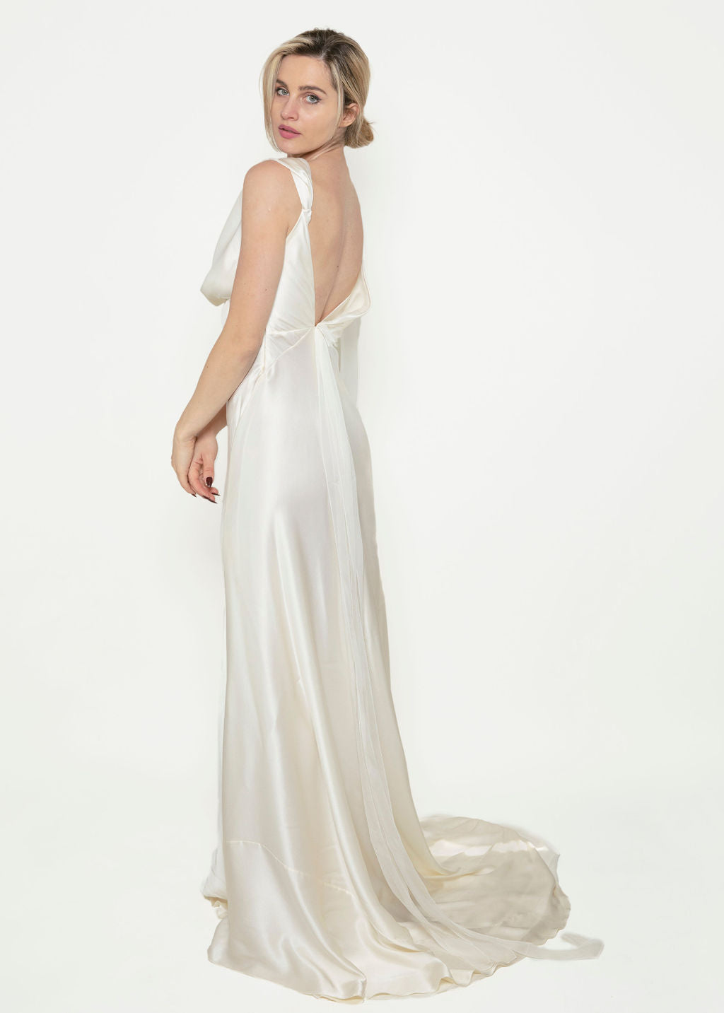 Alberta Ferretti White Silk Bias Cut Gown