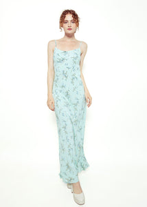 Jane Booke Blue Floral Low Back Slip Dress