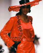Load image into Gallery viewer, Yves Saint Laurent 1990 Glass Bead Leather Cropped Jacket
