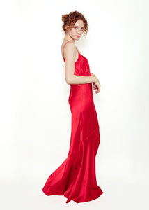 Moschino Red Slip Dress with Lace Overlay