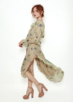 Load image into Gallery viewer, Yves Saint Laurent Sheer &amp; Metallic Floral Dress
