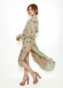 Yves Saint Laurent Sheer & Metallic Floral Dress