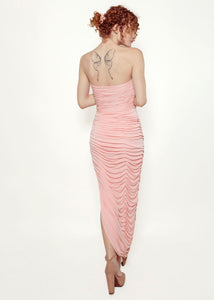 C Randall Brooks Pink Ruched Strapless Gown