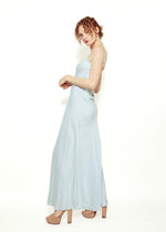 Load image into Gallery viewer, Jane Booke Baby Blue Low Back Silk Slip Dress
