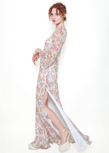 Jane Booke Floral Chiffon Dress With Slit