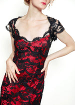 Load image into Gallery viewer, Moschino Red Slip Dress with Lace Overlay
