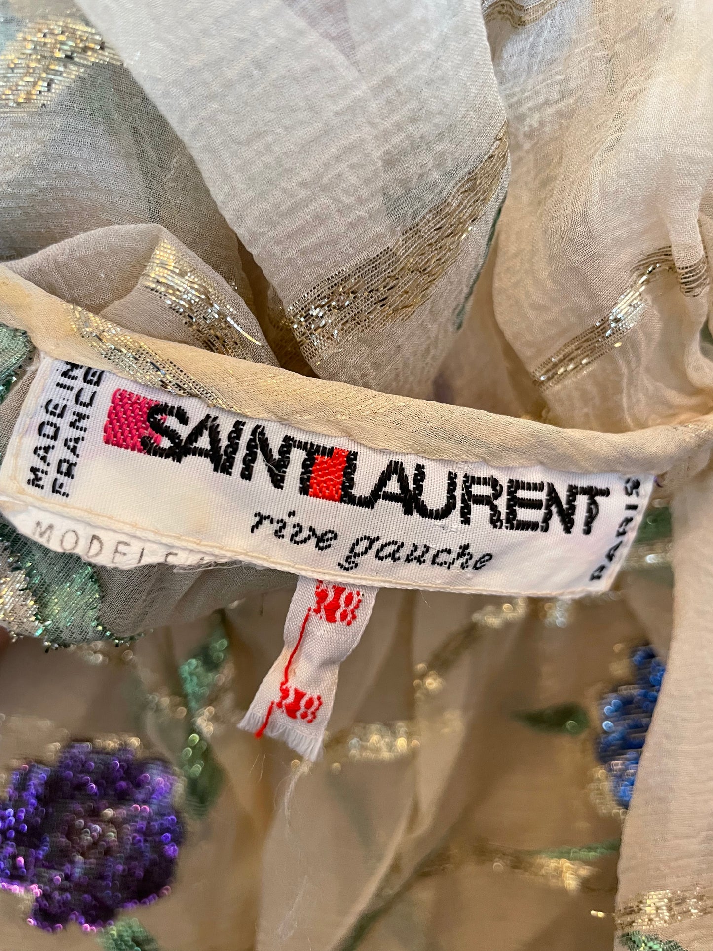 Yves Saint Laurent Sheer & Metallic Floral Dress