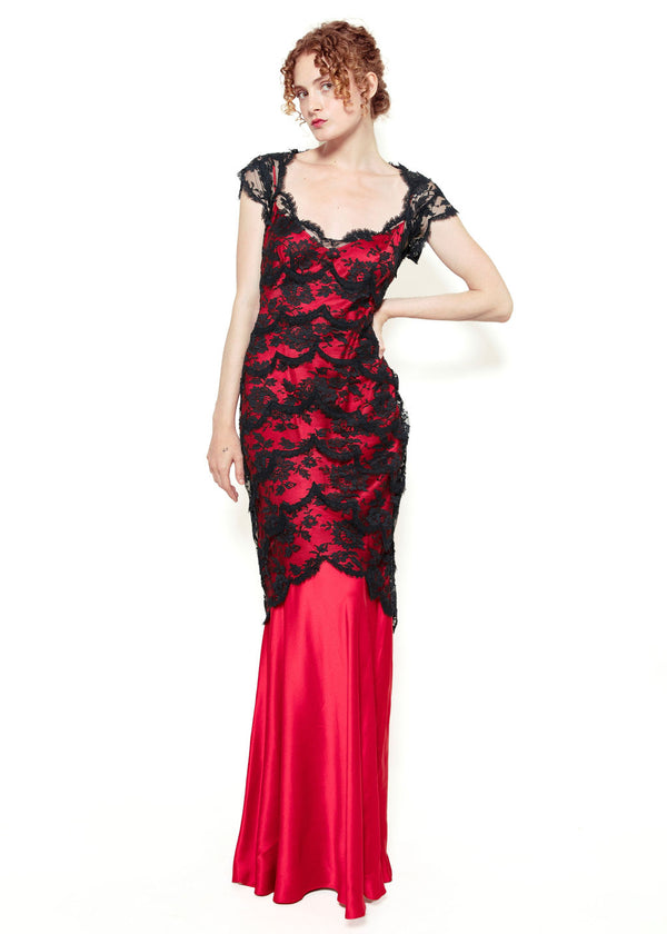 Moschino Red Slip Dress with Lace Overlay – The Kit Vintage
