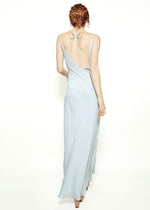 Load image into Gallery viewer, Jane Booke Baby Blue Low Back Silk Slip Dress

