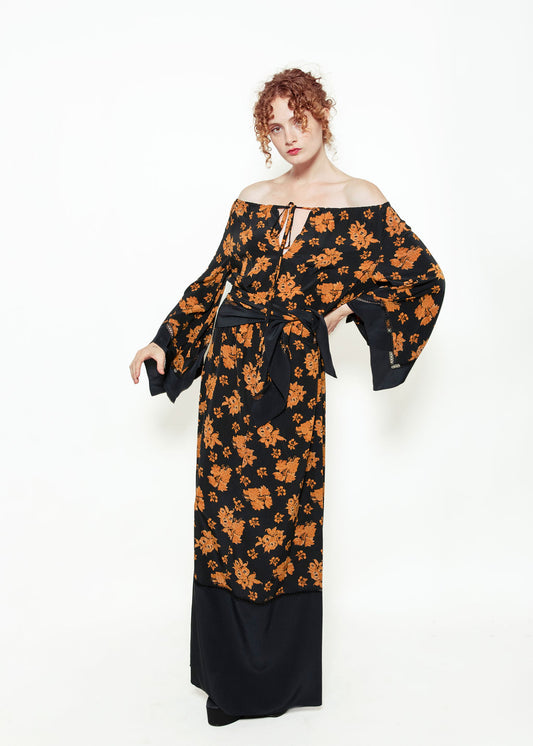 Chloe Silk Grapevine Printed Caftan - The Kit Vintage