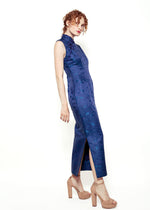 Load image into Gallery viewer, Cheongsam Midnight Blue Dress
