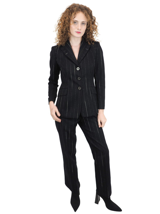 Vintage Moschino 2000s bobbin pinstripe two piece suit Los Angeles