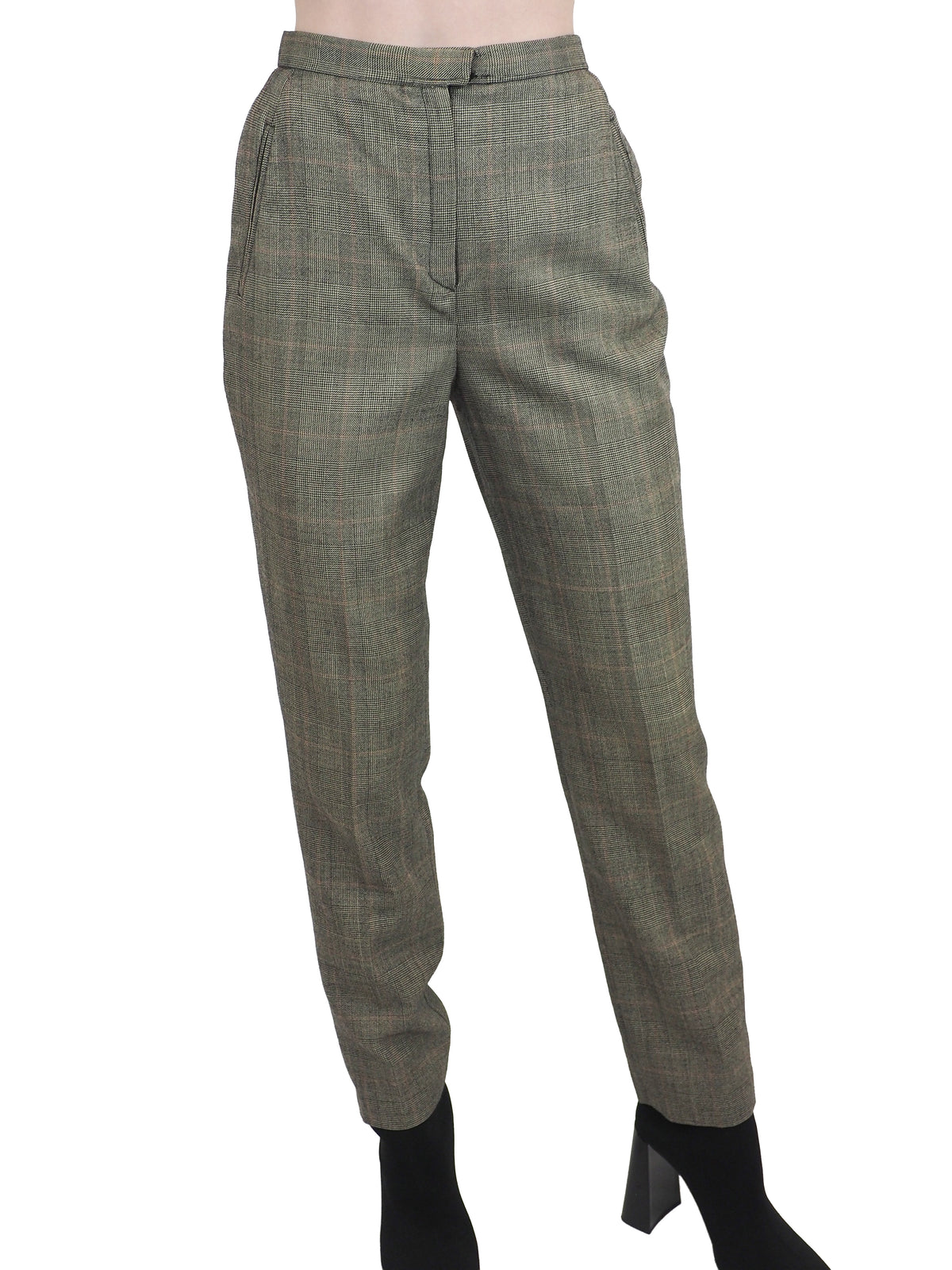 A vintage donna Karan matching gray plaid blazer and trousers suit