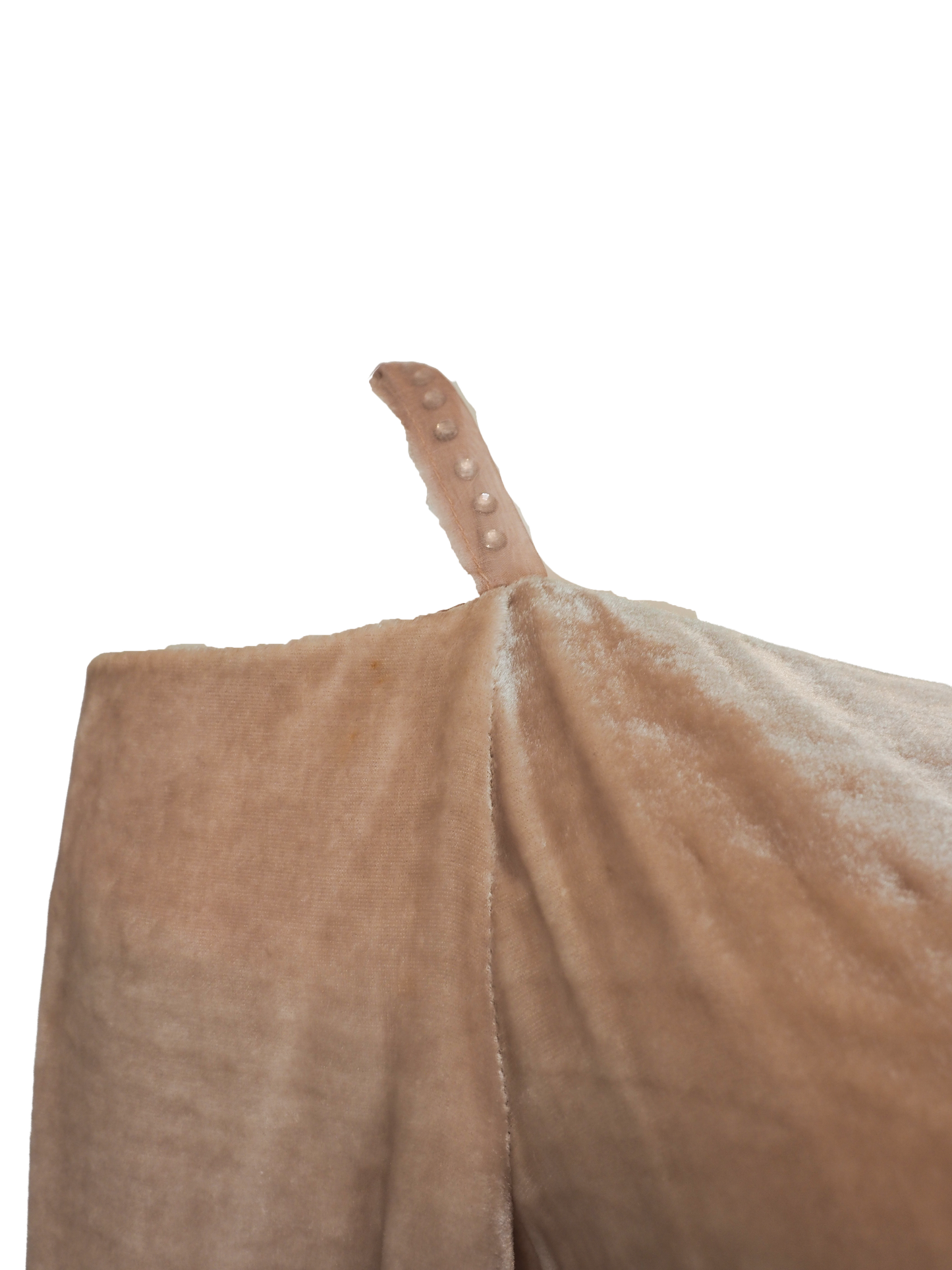 Alberta Ferreti light beige pink velvet cold-shoulder dress with three-quarter sleeves and a matching beige lace hem, shown against a plain white background.