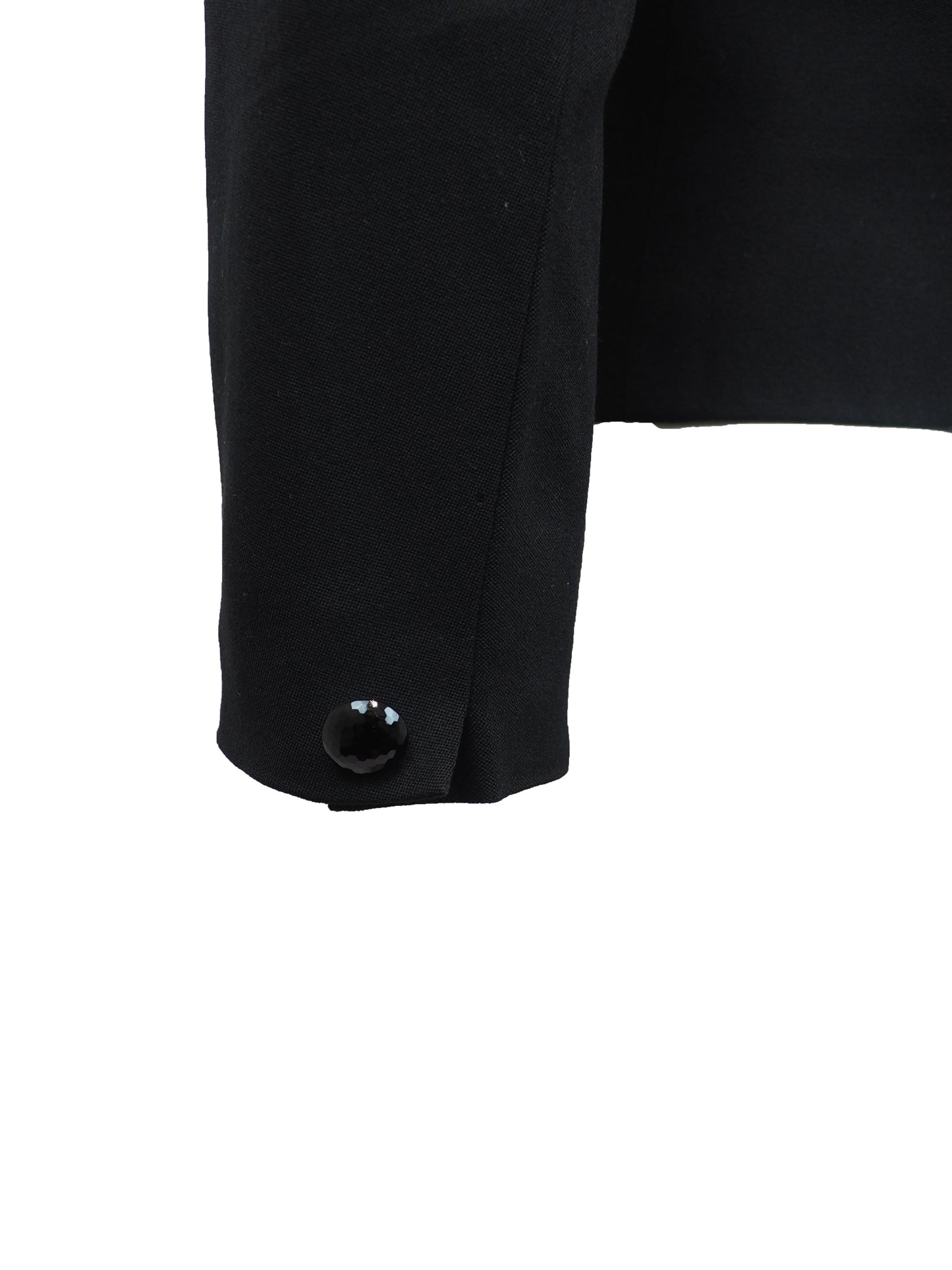 A vintage saint laurent black double-breasted blazer with satin peak lapels