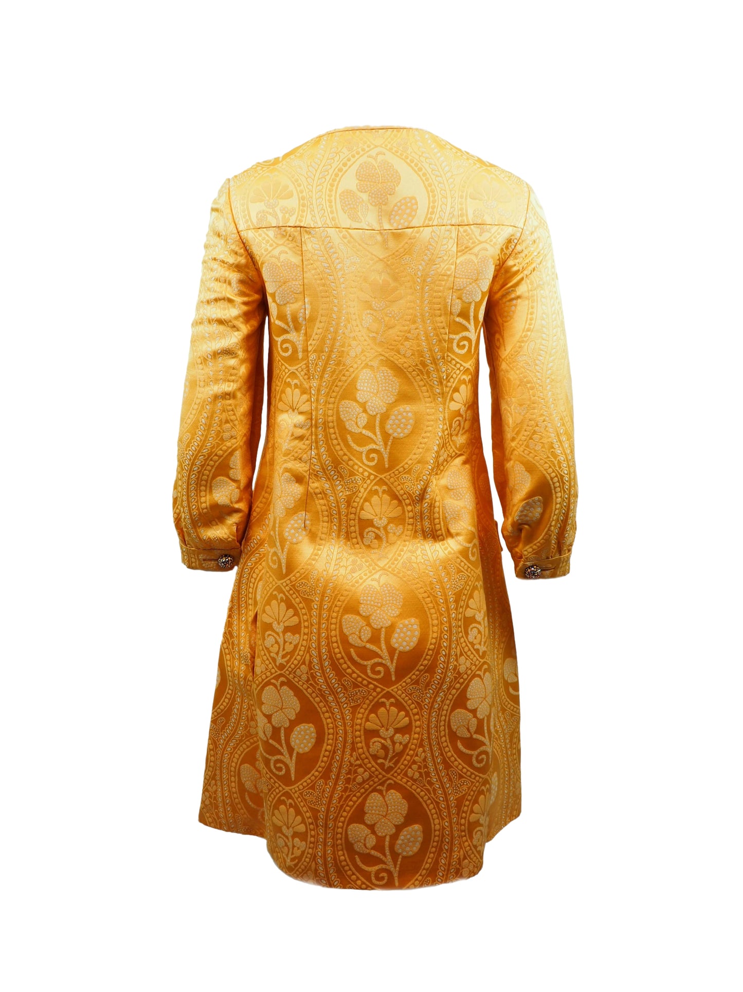 Saks Fifth Avenue 1960's  Yellow Jacquard Rhinestone Button Jacket