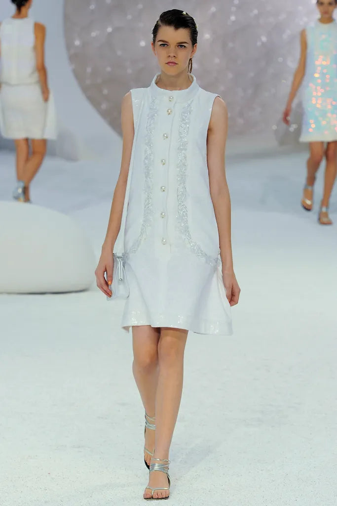 Chanel Spring 2012 White Tweed Sequin Dress