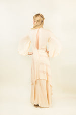 Load image into Gallery viewer, 1970&#39;s Embroidered &amp; Bishop Sleeve Silk Gown
