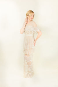 Edwardian Lace Tiered Wedding Gown