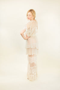 Edwardian Lace Tiered Wedding Gown