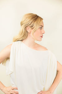 Frank Usher White Asymmetric Gown