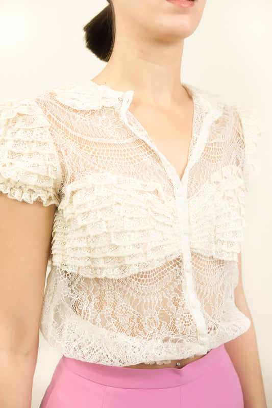 Blumarine Lace Ruffled Top - The Kit Vintage