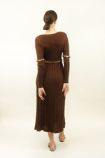 Load image into Gallery viewer, Laura Biagiotti Brown Knit Cut Out Beaded Dress
