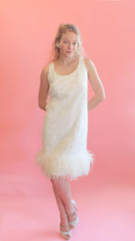 Load image into Gallery viewer, Lili Diamond Feather Hem Dress
