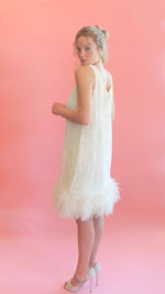 Load image into Gallery viewer, Lili Diamond Feather Hem Dress
