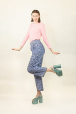 Load image into Gallery viewer, Courreges c.1970&#39;s Blue Floral Corduroy Pant
