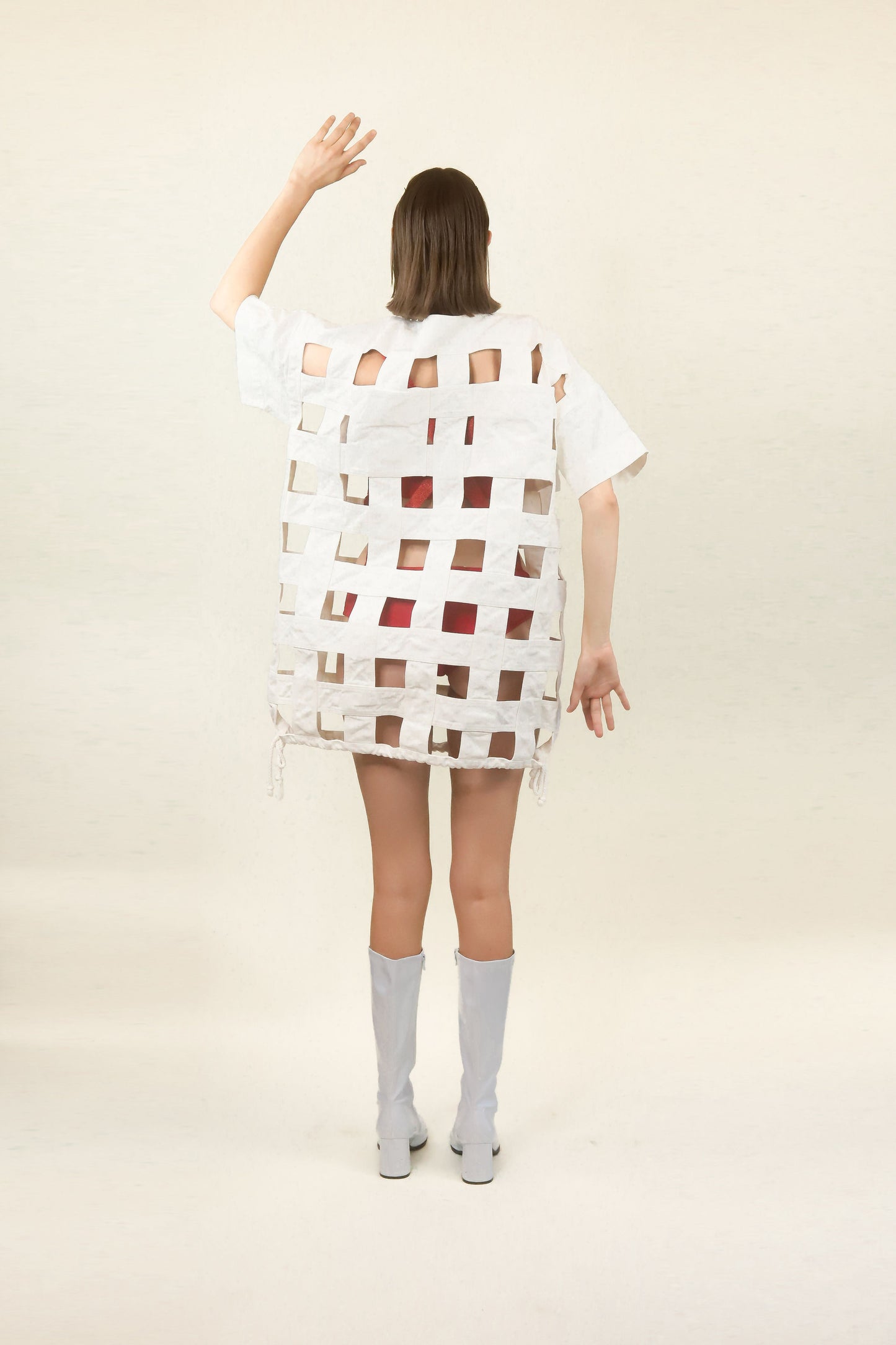Courreges Large White Cage Draw String Coat