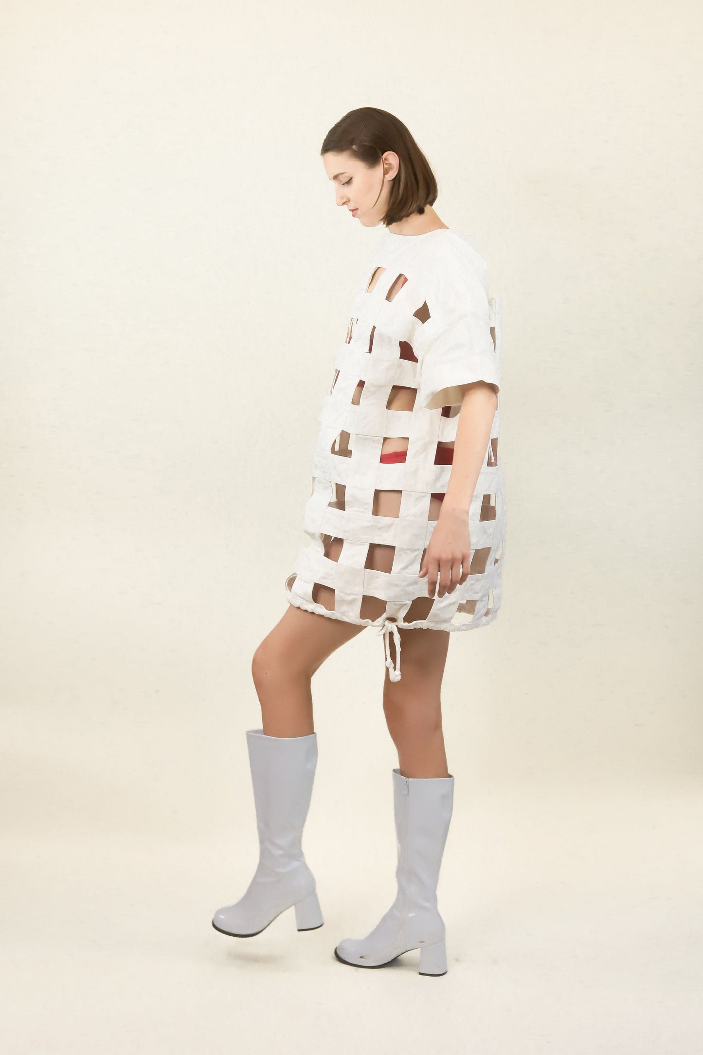 Courreges Large White Cage Draw String Coat