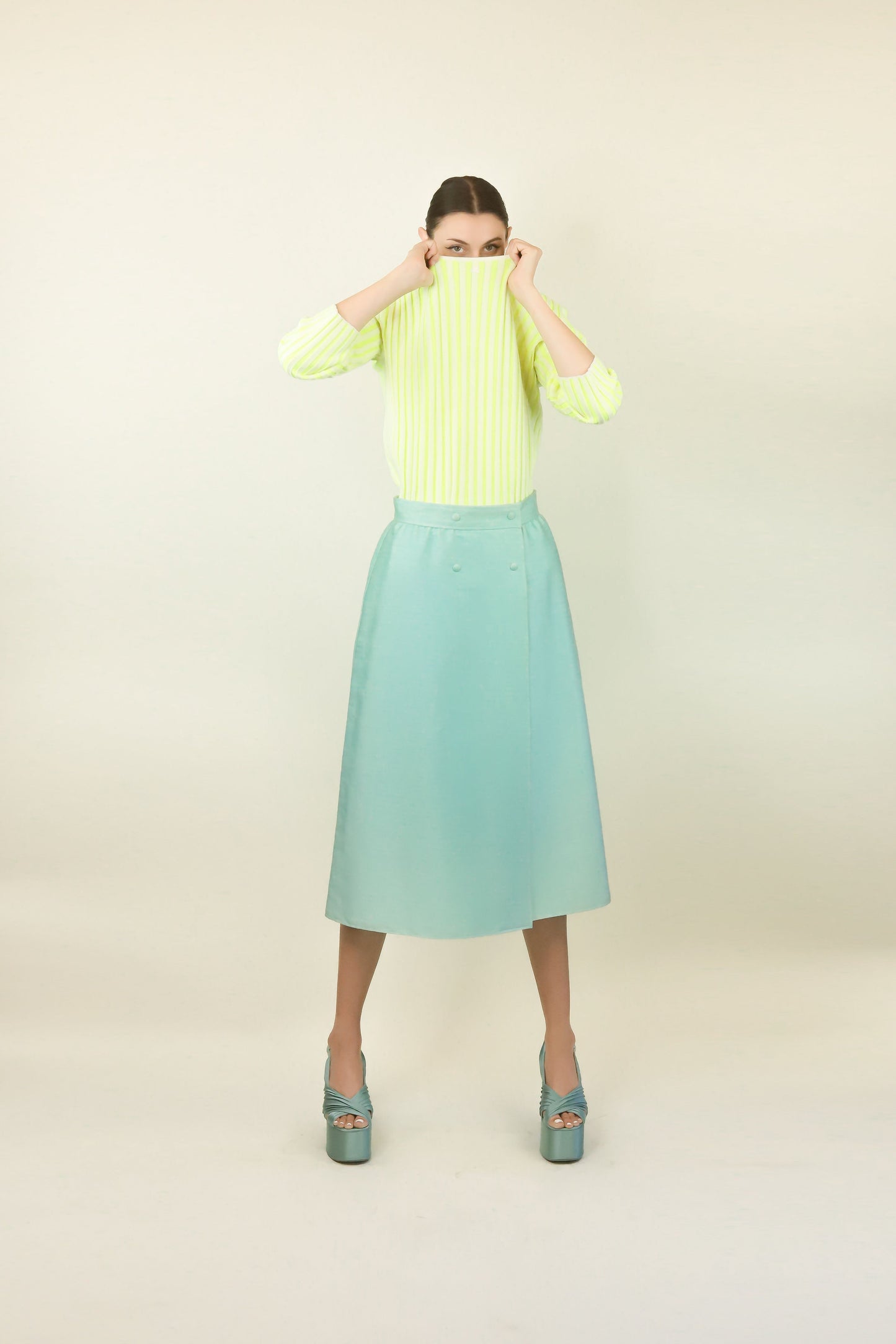 Courreges Couture c. 1970's/80's Mint Green A Line Skirt
