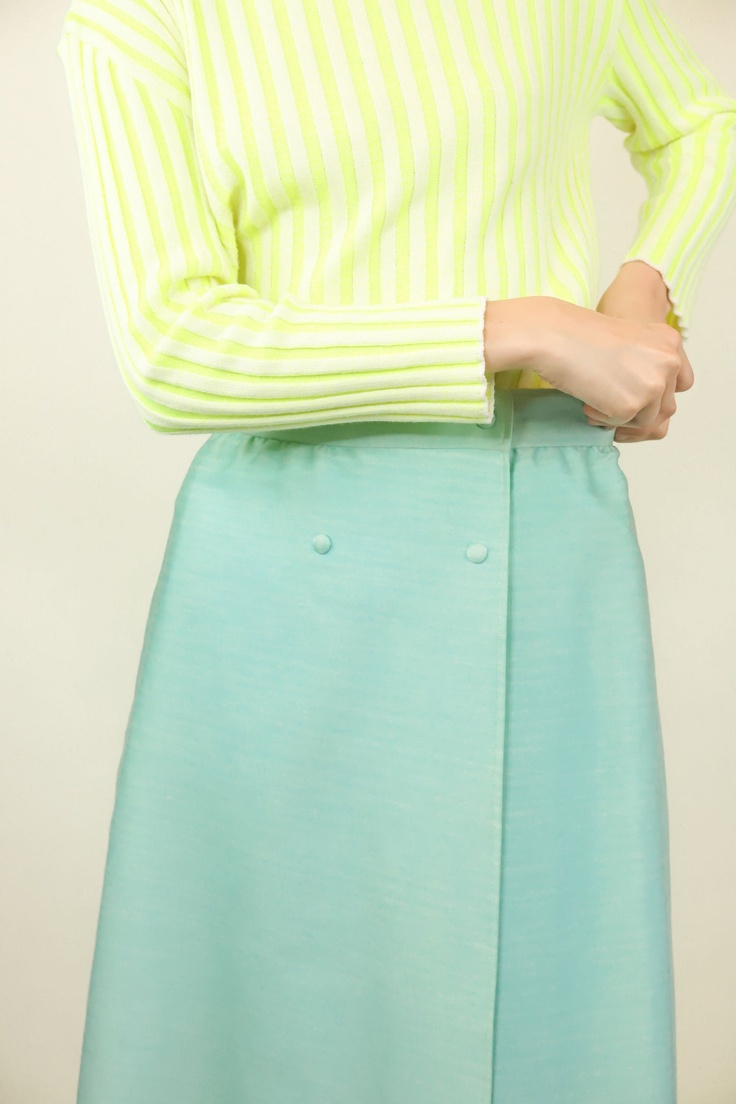 Courreges Couture c. 1970's/80's Mint Green A Line Skirt