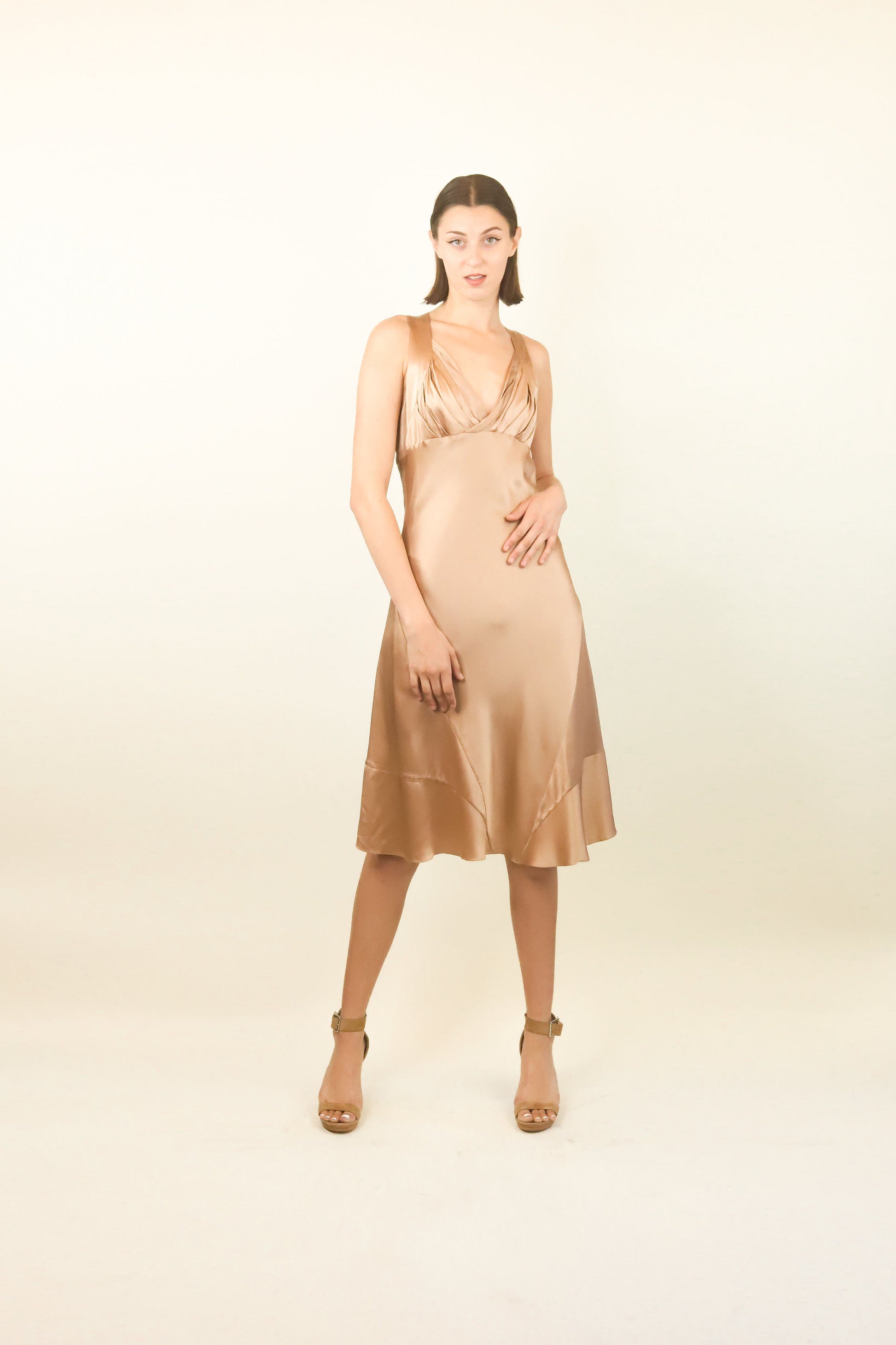 Celine Champagne Silk Dress The Kit Vintage Celine Champagne Silk Dress The Kit Vintage