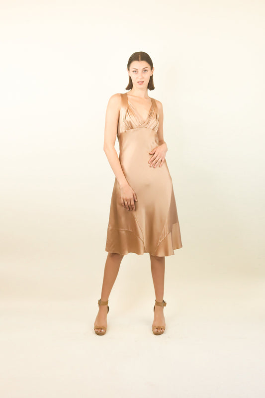 Celine Champagne Silk Dress - The Kit Vintage