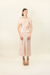 Rose Satin and Lace Slip Dress