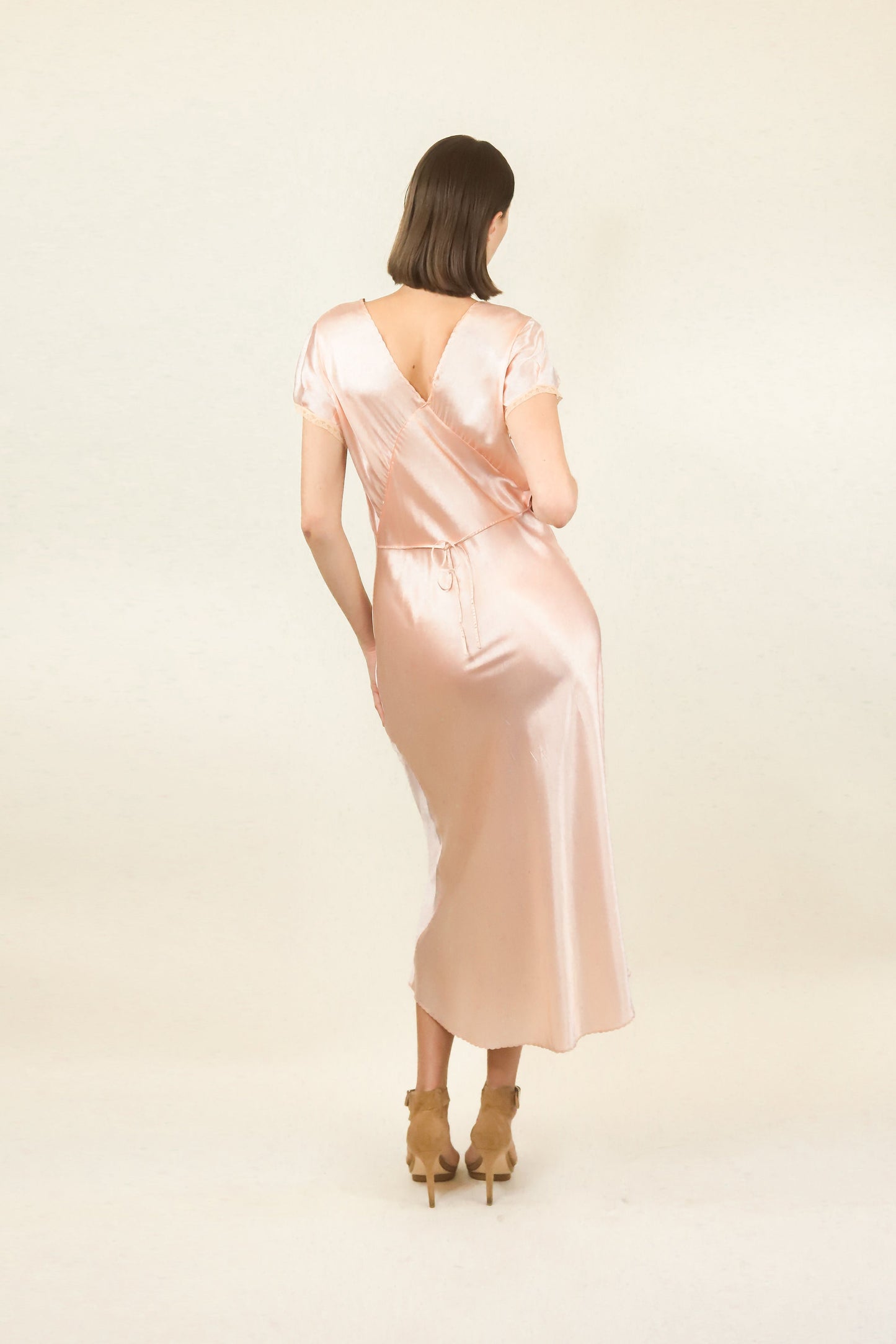 Rose Satin and Lace Slip Dress