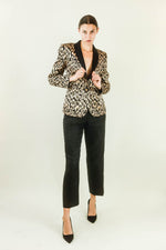 Load image into Gallery viewer, Galanos Gold Brocade Blazer and Jacquard Print Pant Suit
